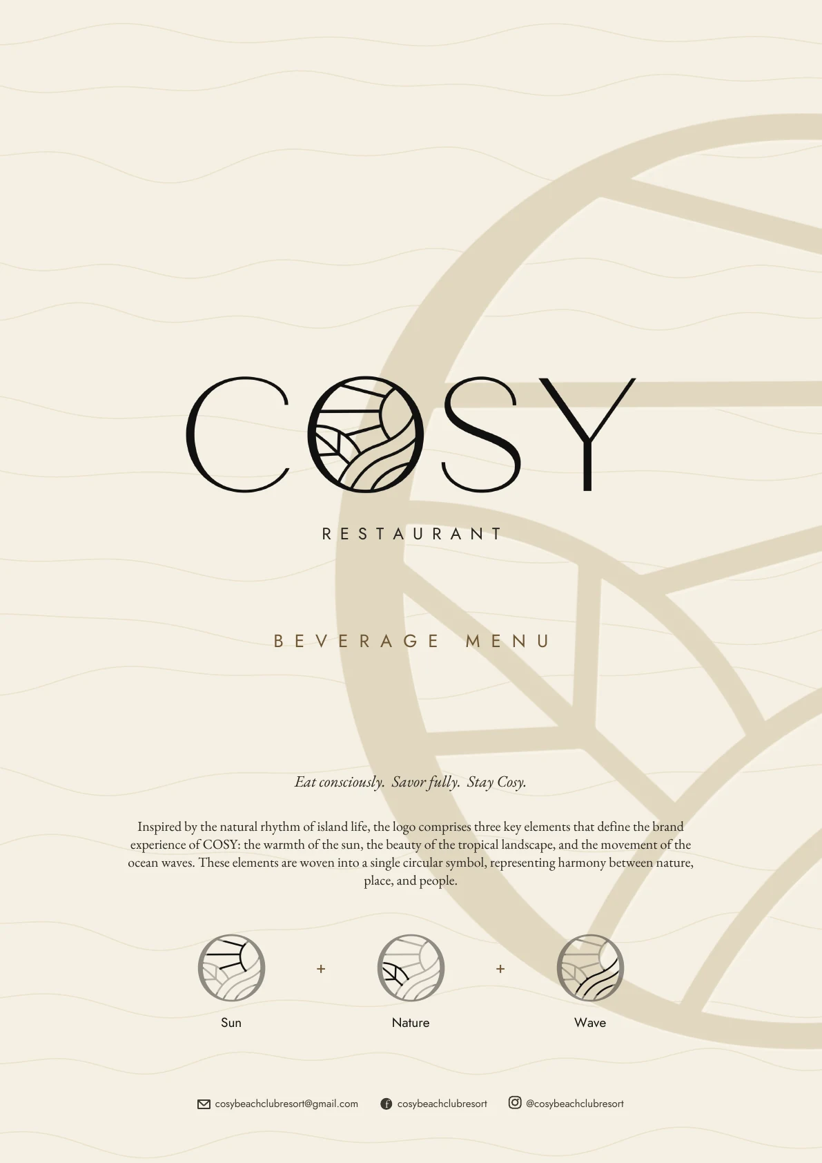 Cosy beverage menu page 1