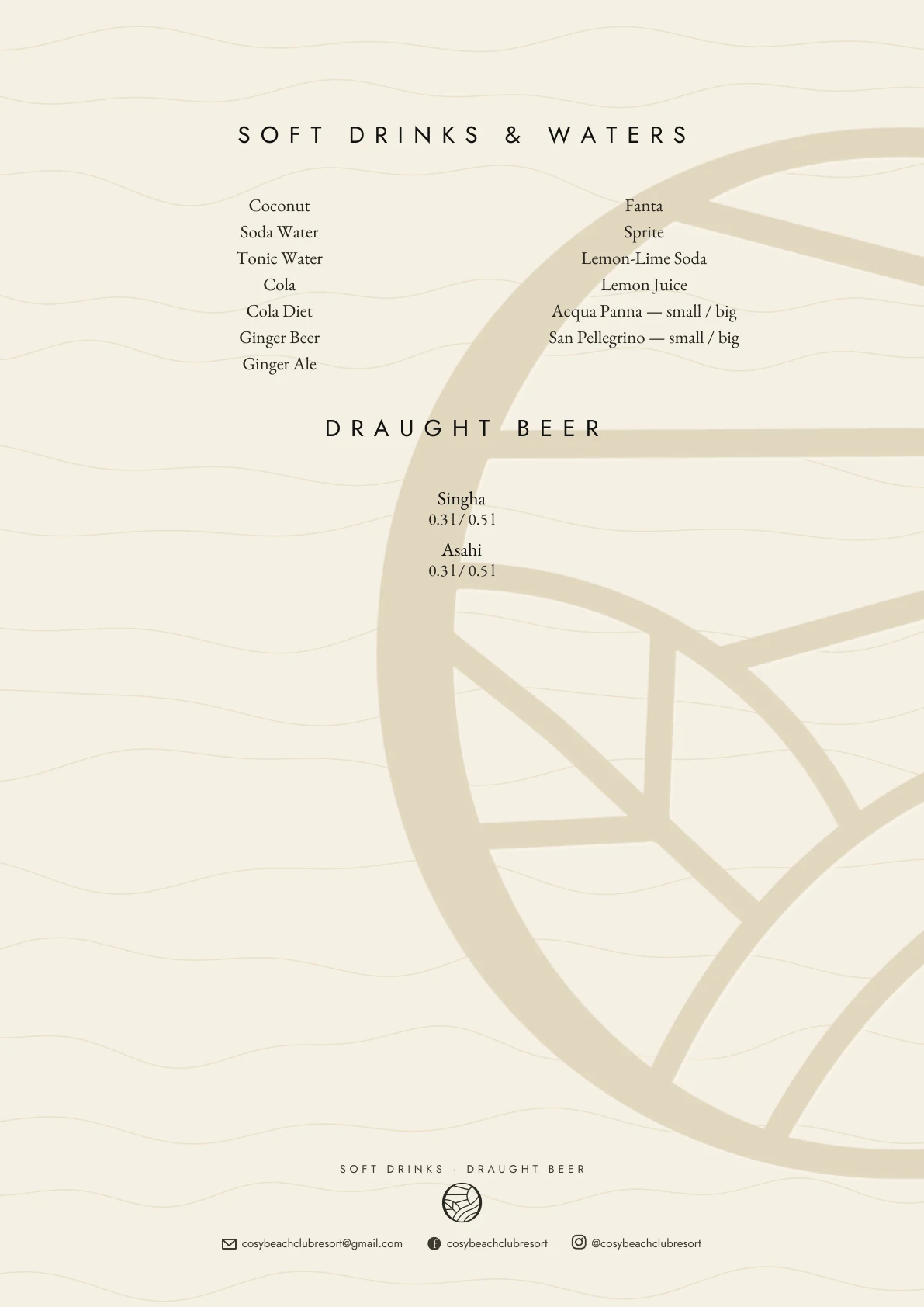 Cosy beverage menu page 2