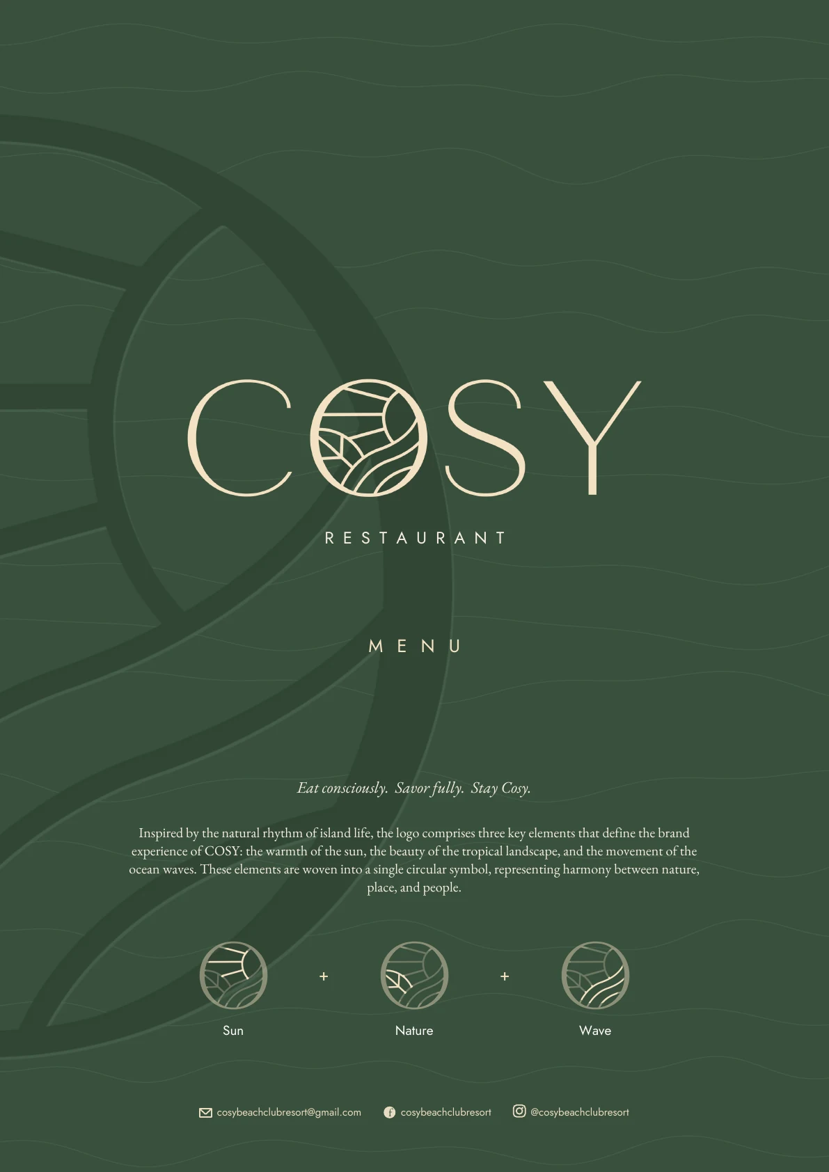 Cosy food menu page 1